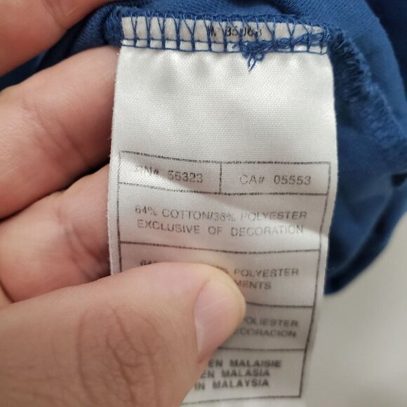 Nike Dri-Fit Men's Blue White Embroidered Swoosh Soft Crew Golf Tee Shirt L - Picture 5 of 7